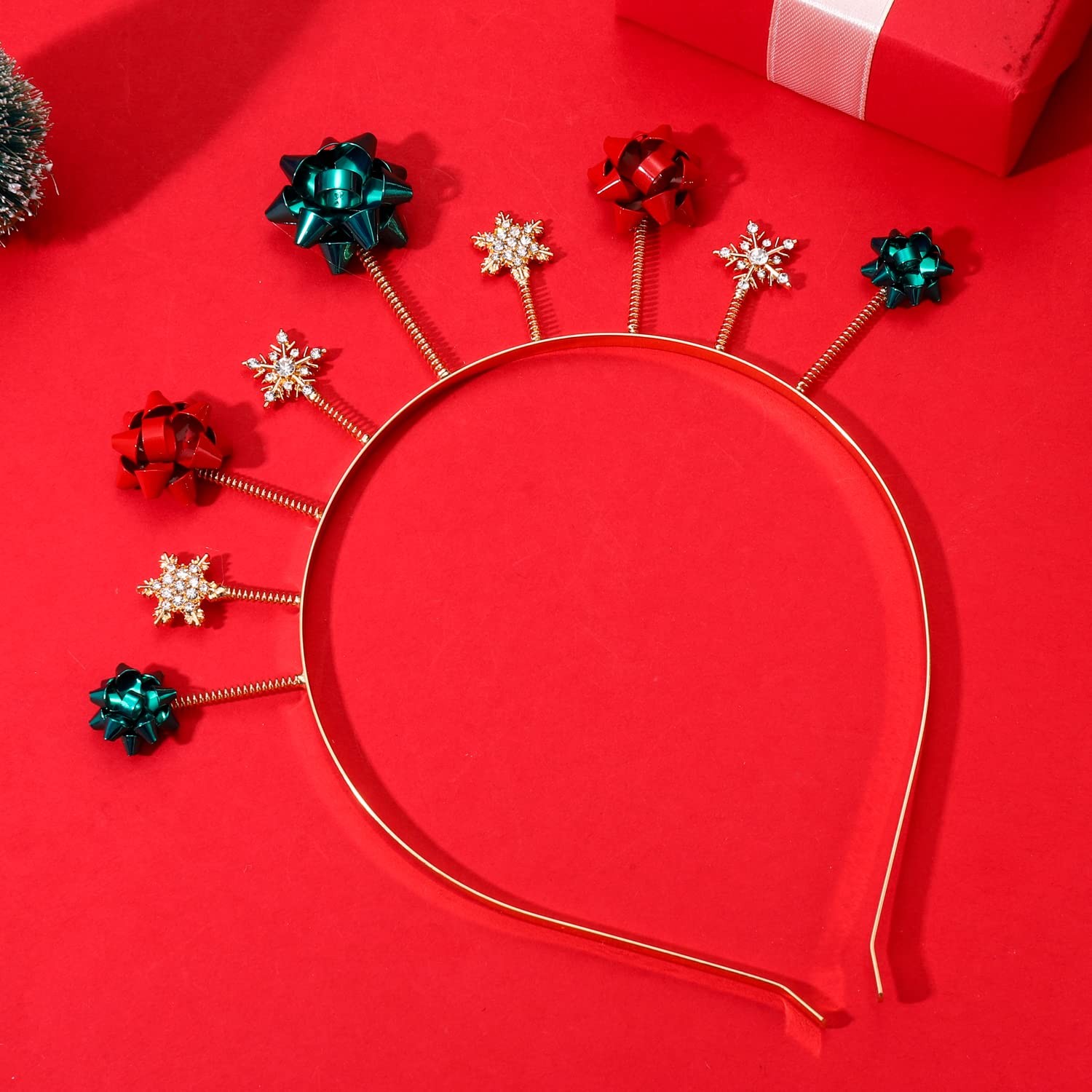 Christmas Gift Bow Headband Happy New Year Headband for Women Santa Party Hat