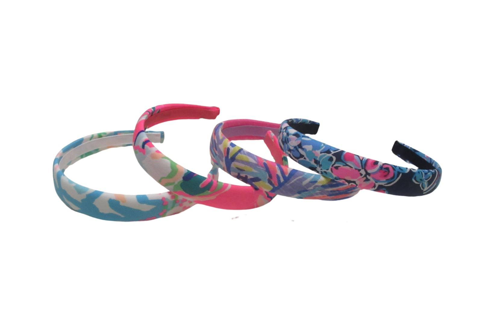 Handmade Preppy Boho 1″ Medium Lilly Pulitzer Fabric Headband Lot 4pc Pink Navy