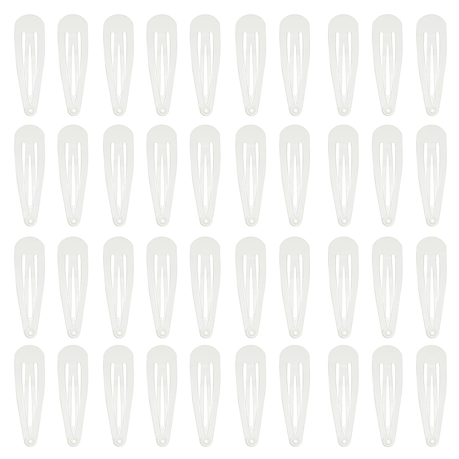 40 Counts White Color Metal Snap Hair Clips 2 Inch Barrettes for Women