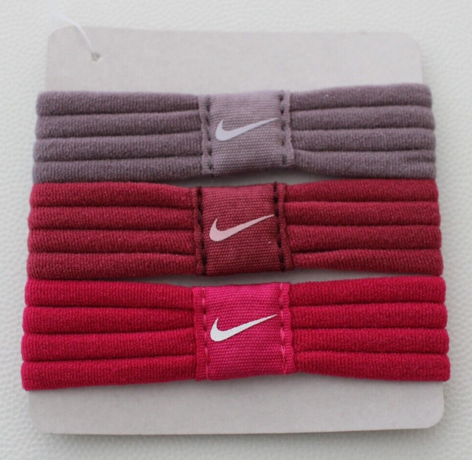 Nike Seamless Ponytail Hairbands 3 Pack Purple Smoke/Sweet Beet/Fireberry