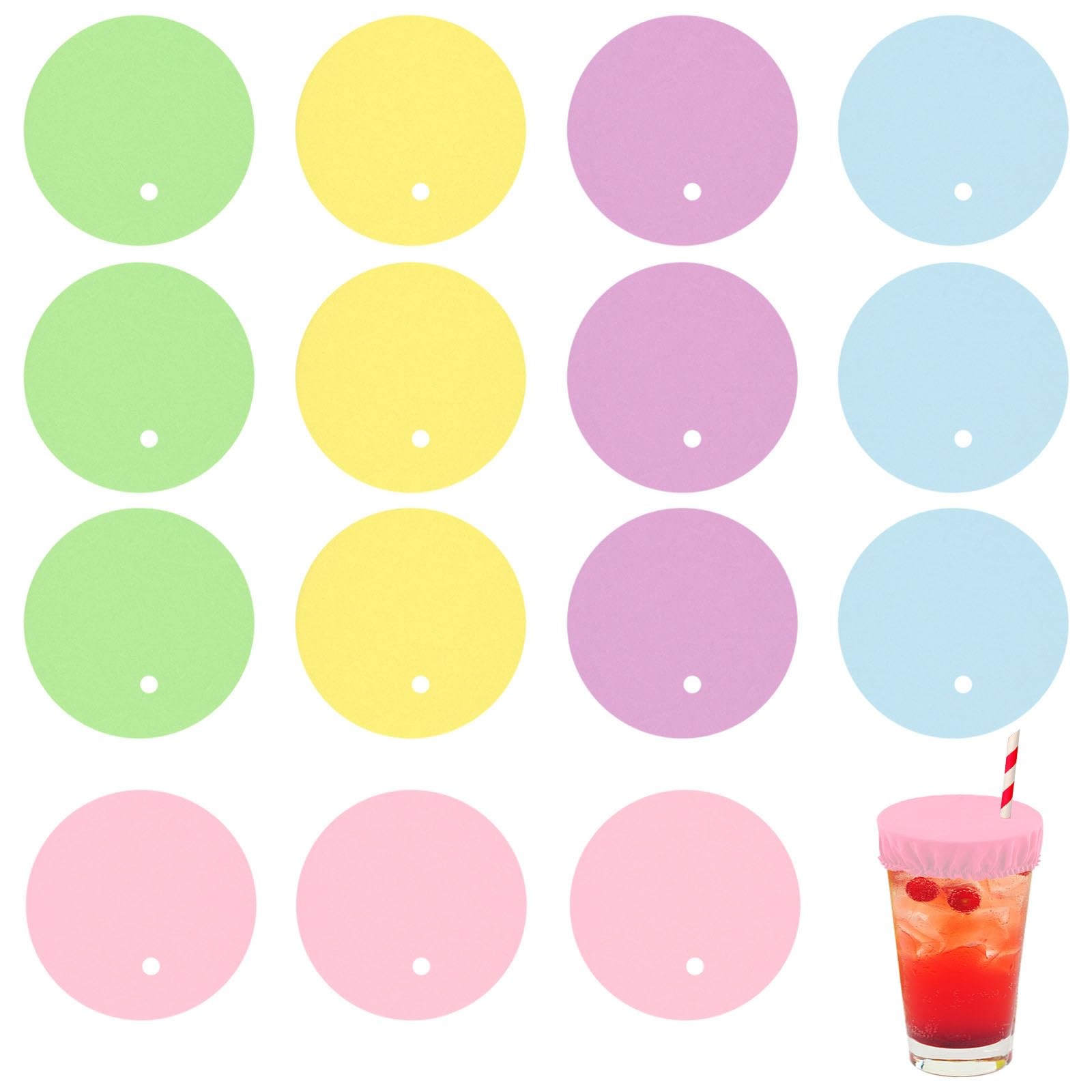 15pcs Multicolor Drink Cover Scrunchies, 10cm/3.94in, Women’s, Polyester