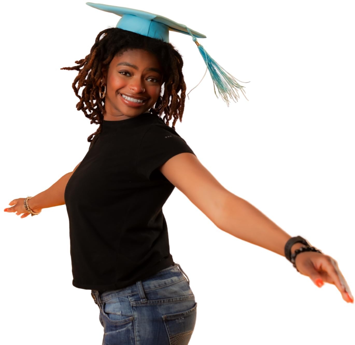Graduation Cap Headband – Secure Your Cap & Keep Natural Hair – Black/Clear