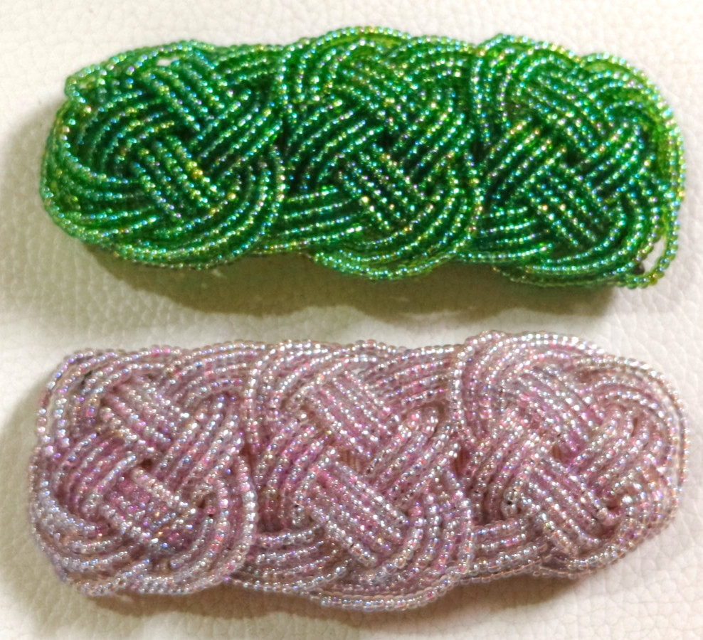 Lot of 2 Vintage Sun Violet Winny Beaded Braided Hair Barrettes Made in Japan