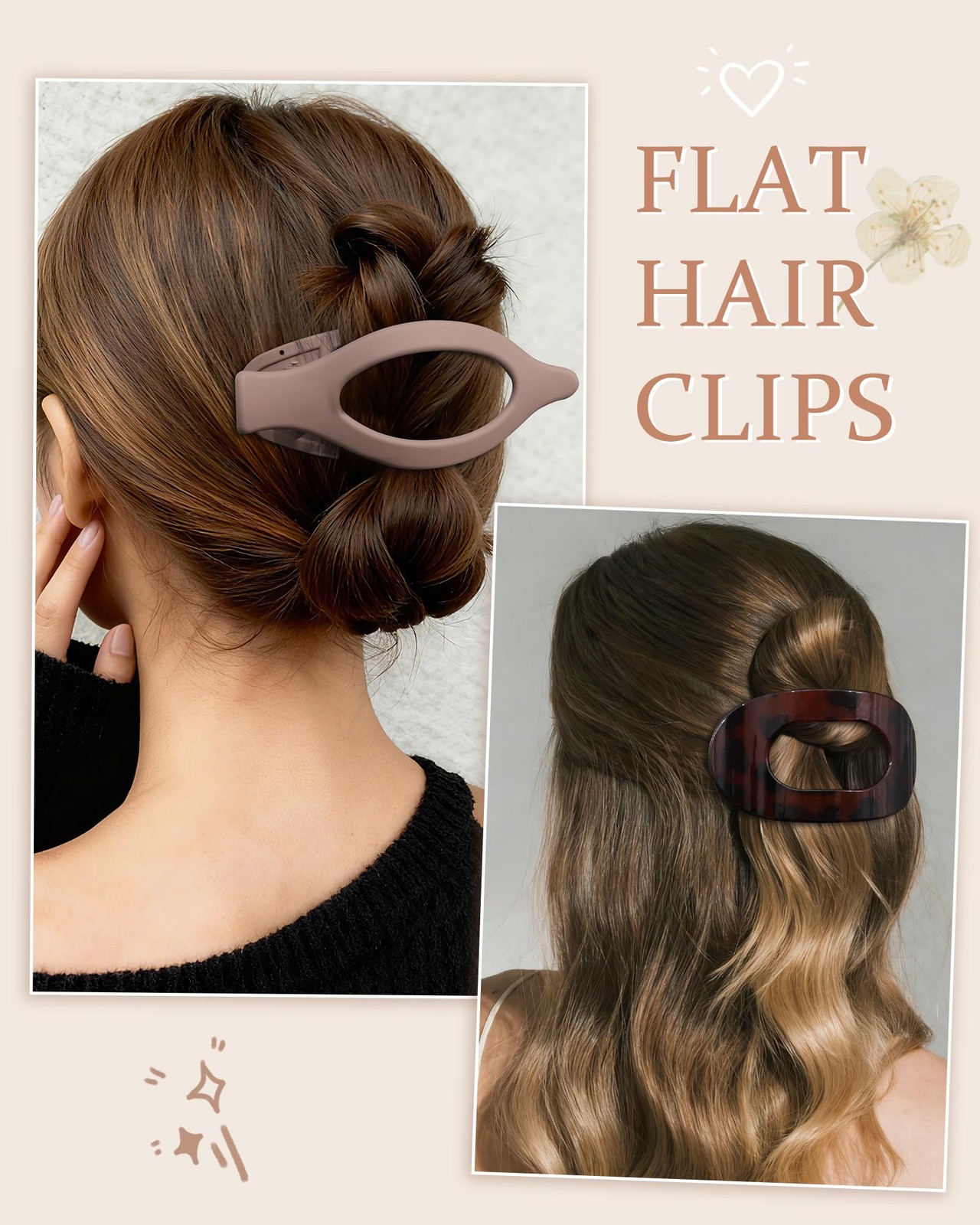 AWAYTR Flat Hair Clips For 1 Count (Pack of 6), Leopard Series + Brown
