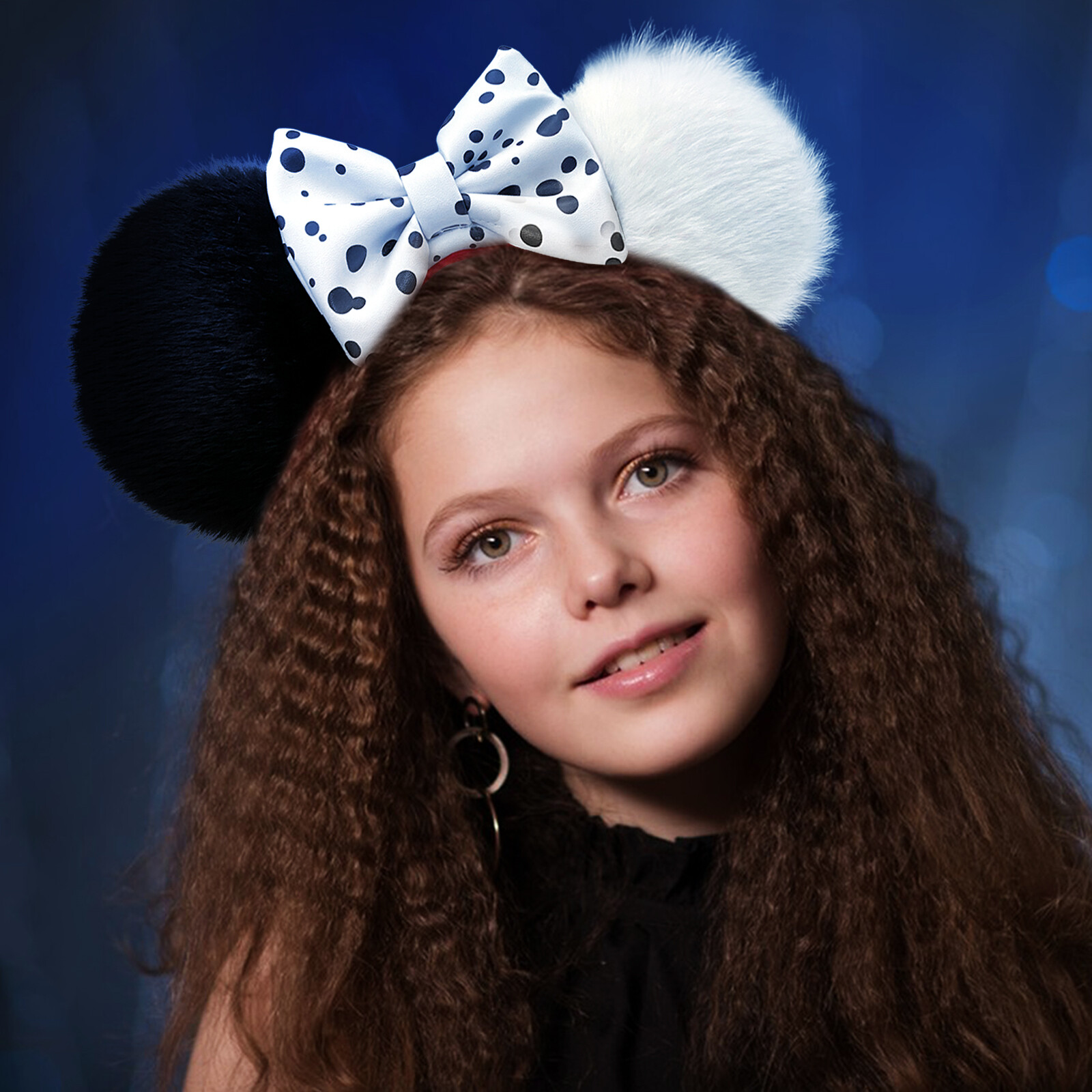 Disney-Park’s 101 Dalmations Cruella Devil Minnie Ears Headband US Black White