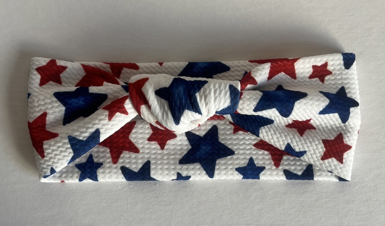 Women Patriotic USA American Stars 3″ Wide Headwrap Stretch Headband July 4th