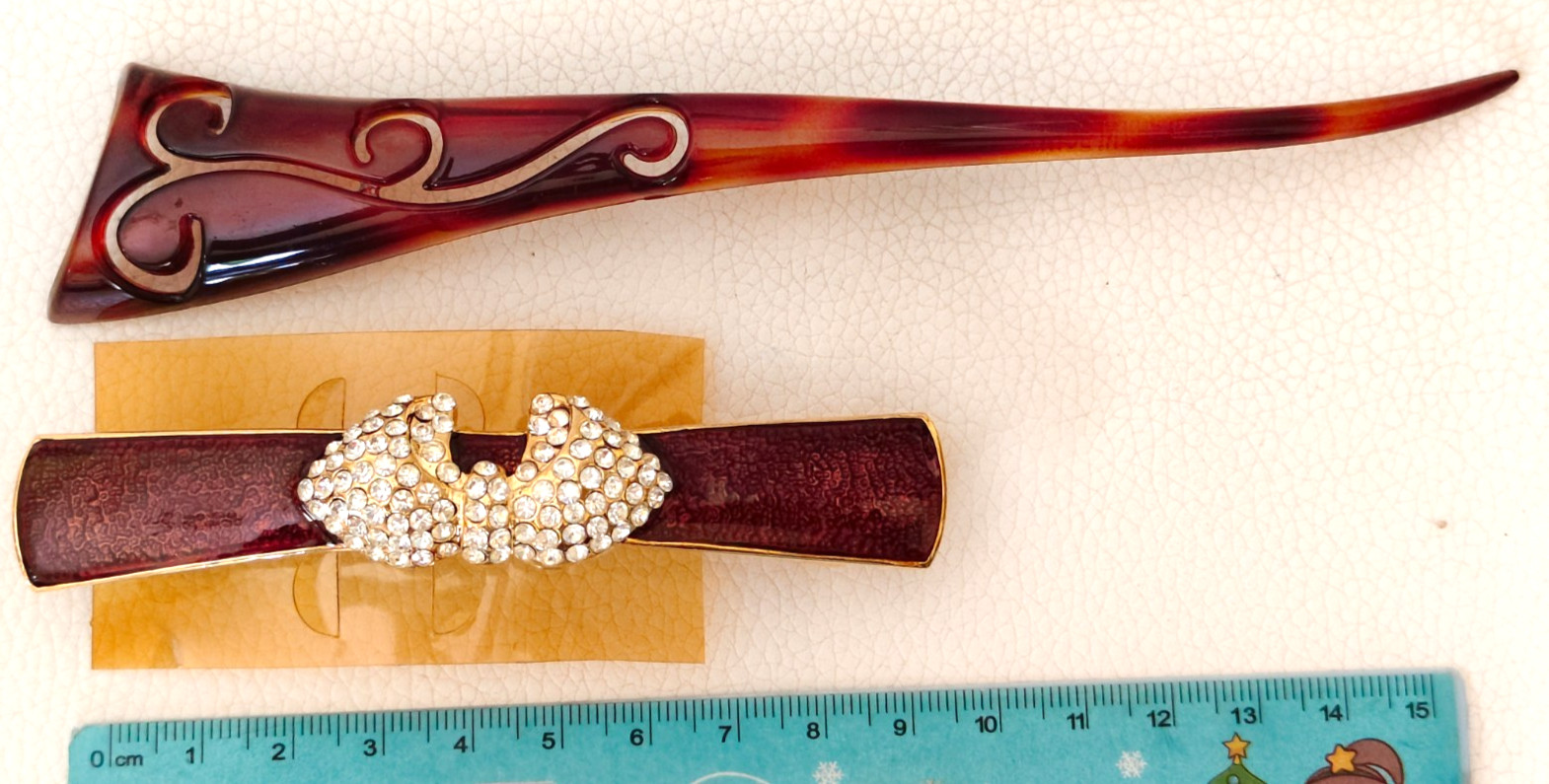 Vintage Hair Accessories Lot Made in France Hair Stick & Rhinestone Bow Barrette