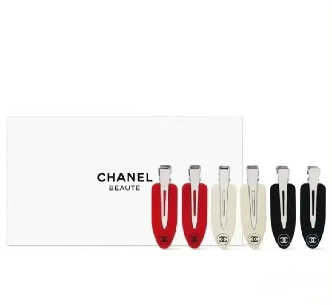 Chanel Beaute Hair Pins/Clips Black/White/Red 6pc Boxed Set Limited Edition