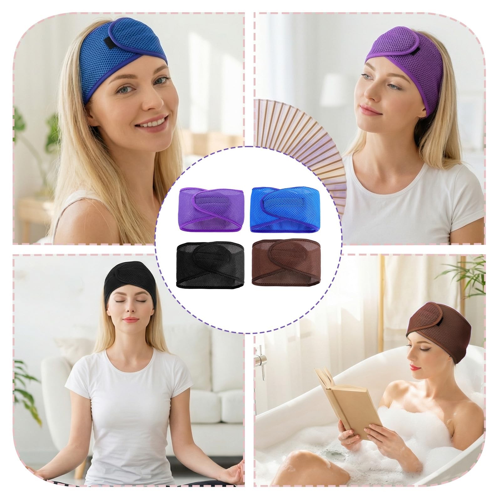 4 Pcs Mesh Hair Wraps for Black , Thicker Soft Head Wraps for Black Mesh Make…