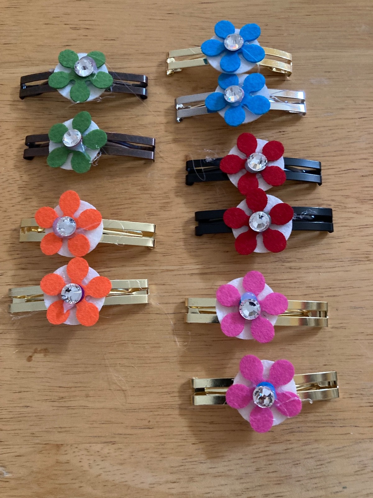 5 Pair of Different Colored Handmade Barrettes