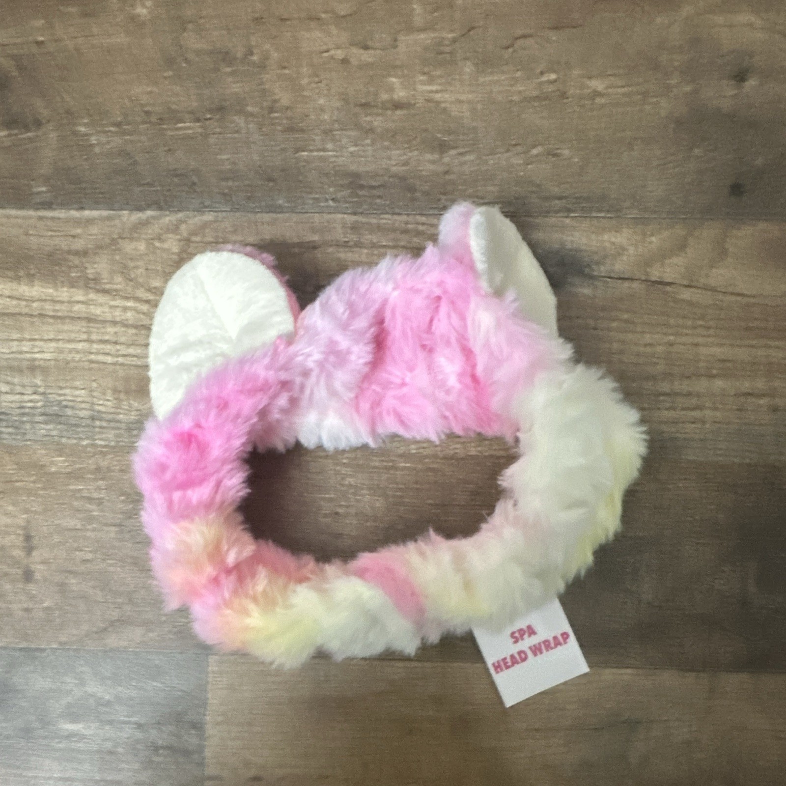 Women’s Spa Plush Polyester Headband w/ Bow, Solid Pink White Yellow