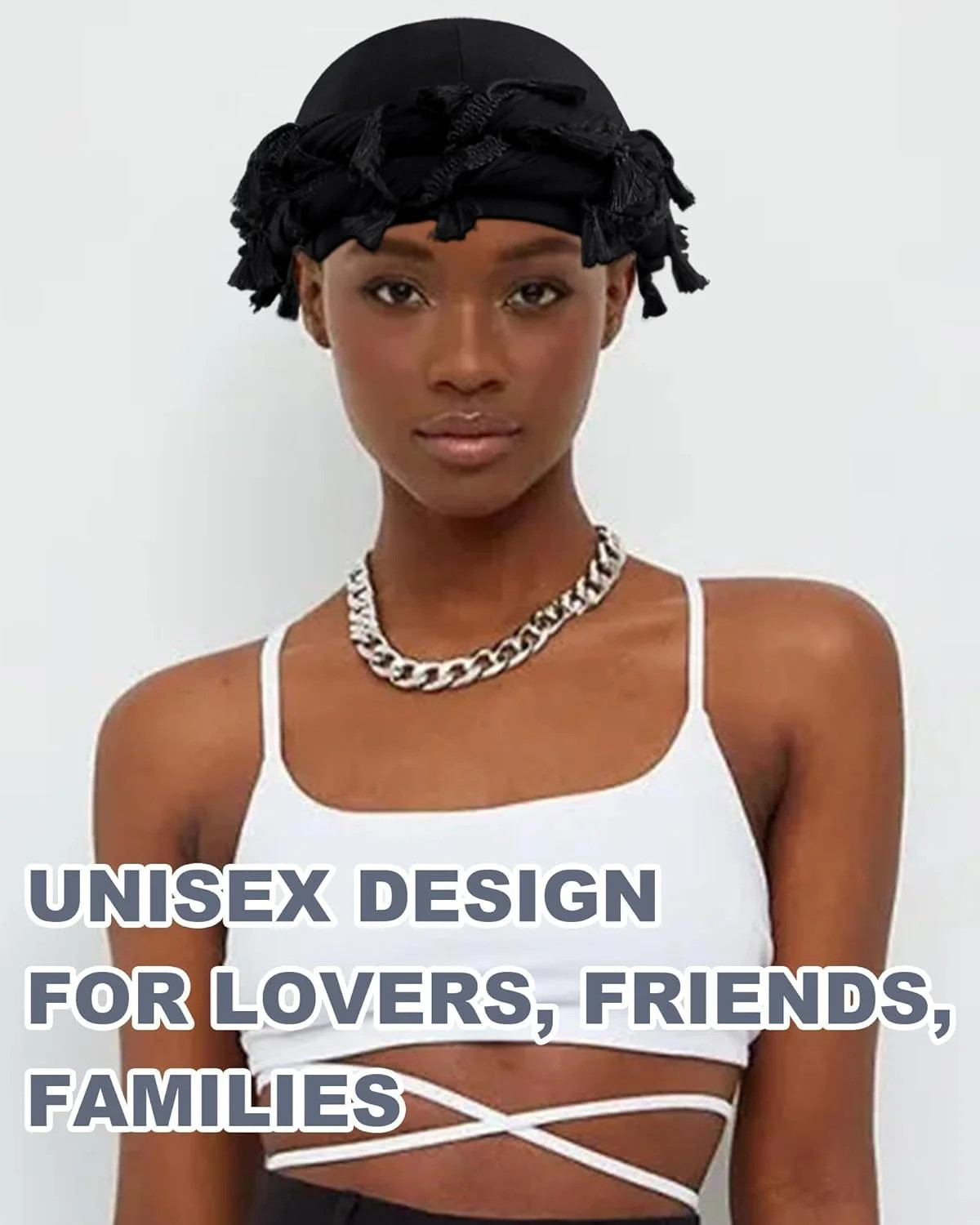 Turban for Men Women Satin Lined Durag Head Wraps Skull Cap Pre-Tie