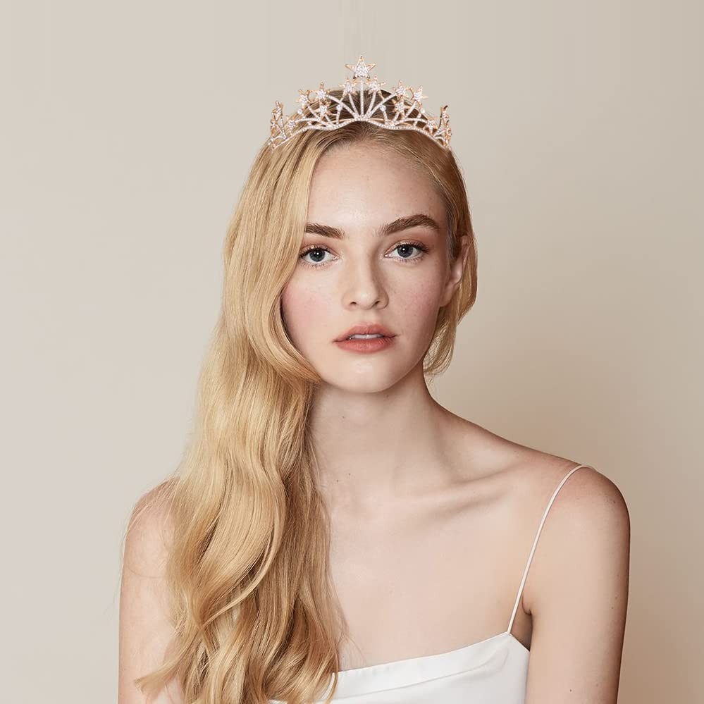 Star Headband Crown, Gold Tiara Star Goddess Sun Moon Stellar Planet Costume Ha