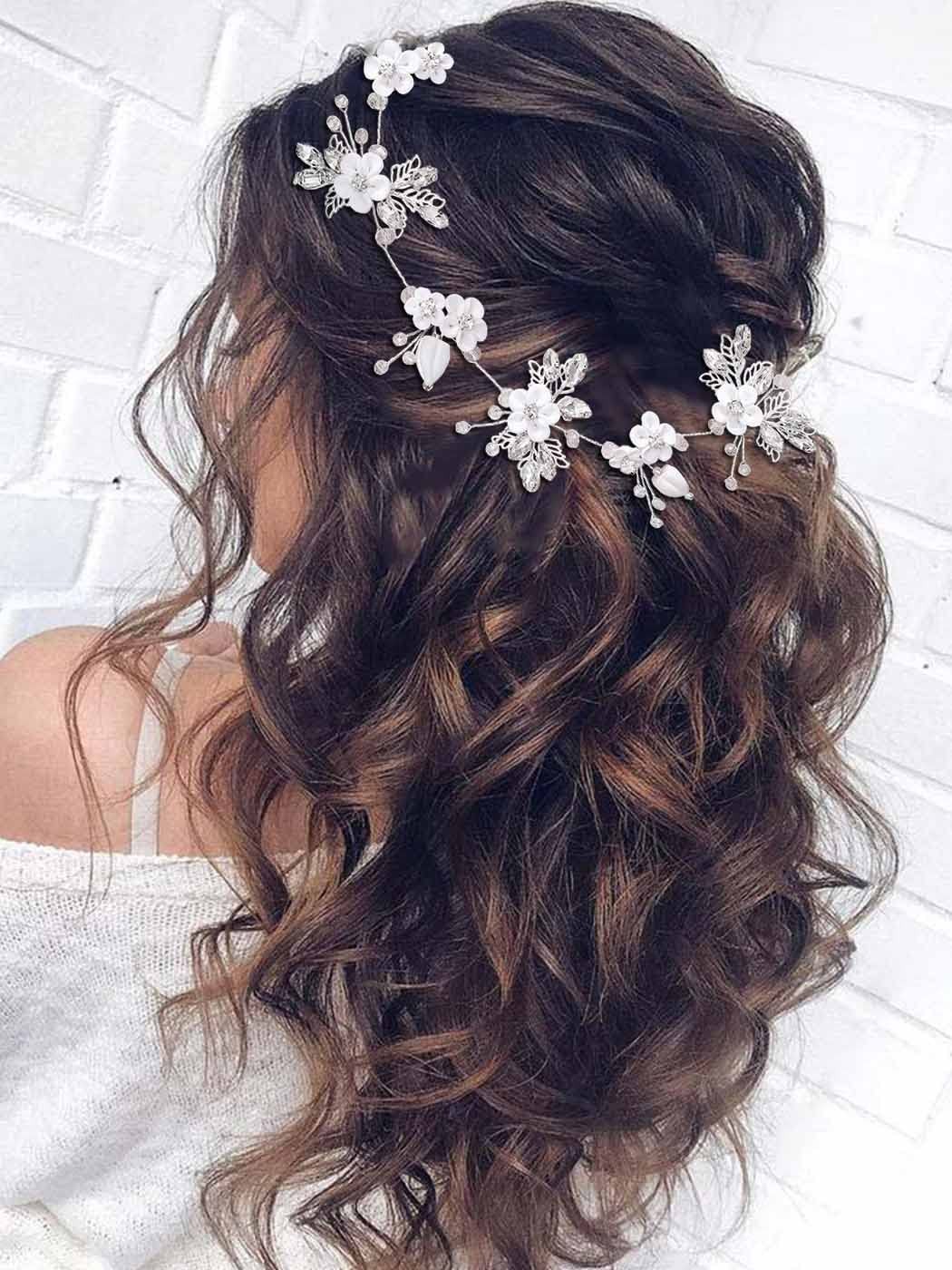 Bride Silver Wedding Hair Vine Flower Bridal Hair Piece Leaf Party Hair Acces…