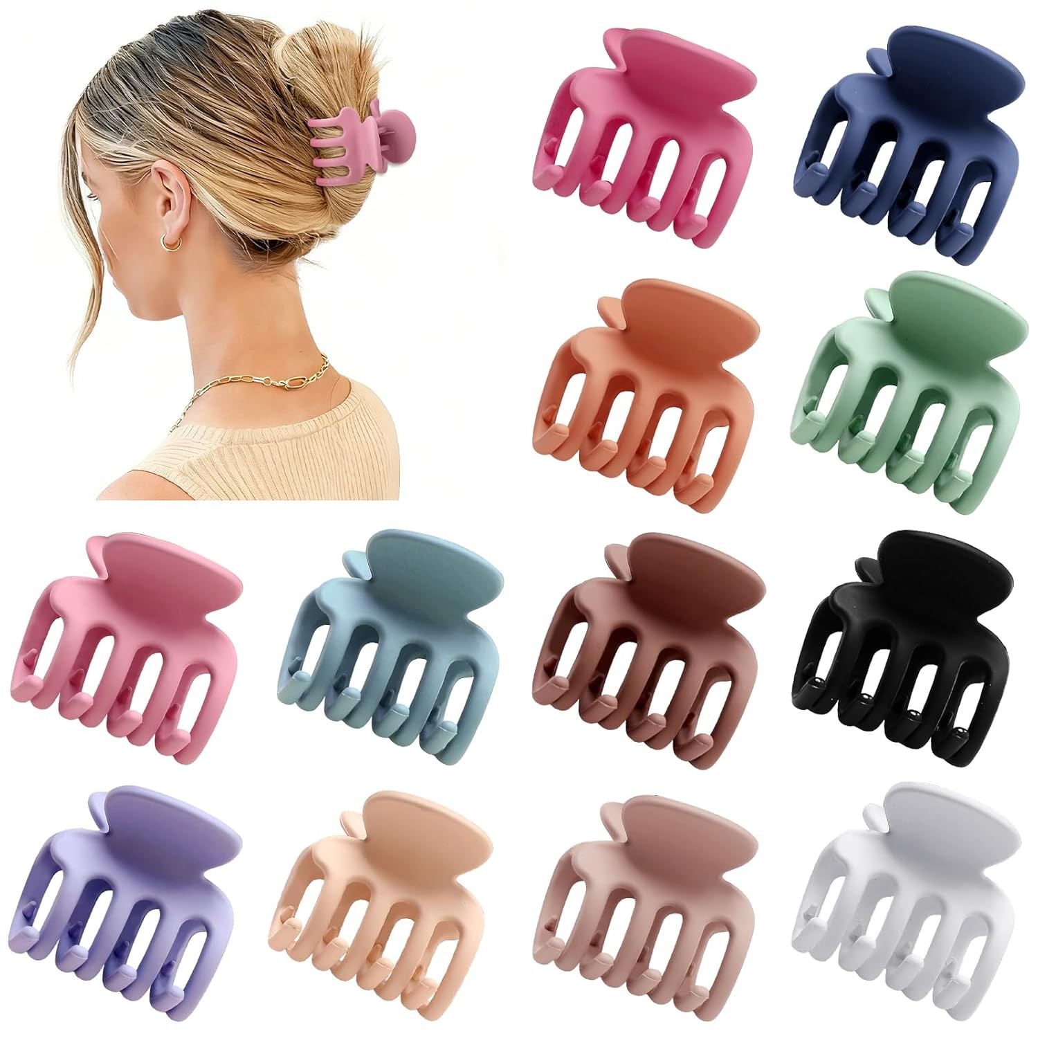 12Pcs Hair Clips for Women 1.8 Inch Small Claw Clips for Thin Hair Medium Hair C