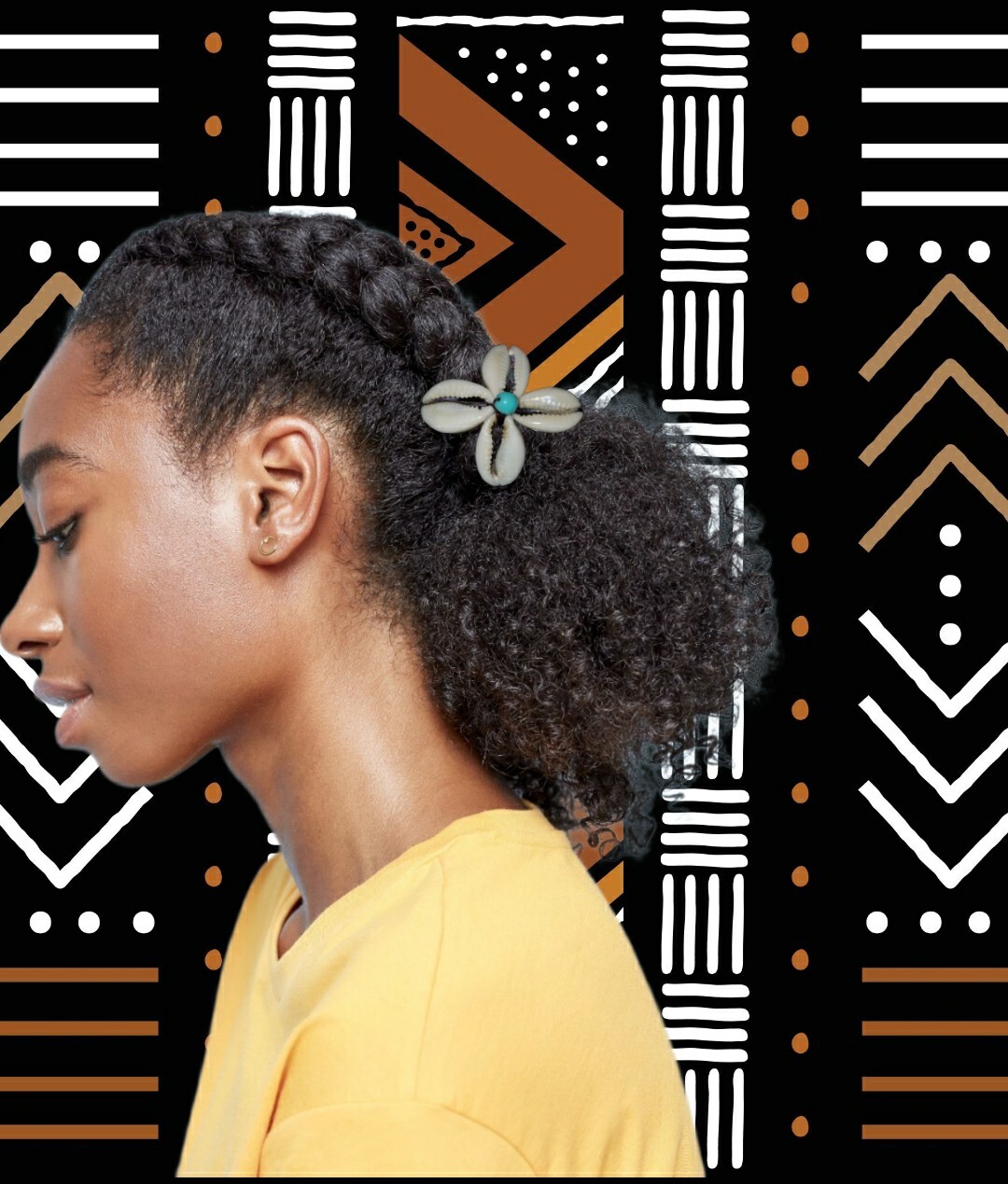 Cowrie Turquoise accented Fl🌼wer Barrette Clip