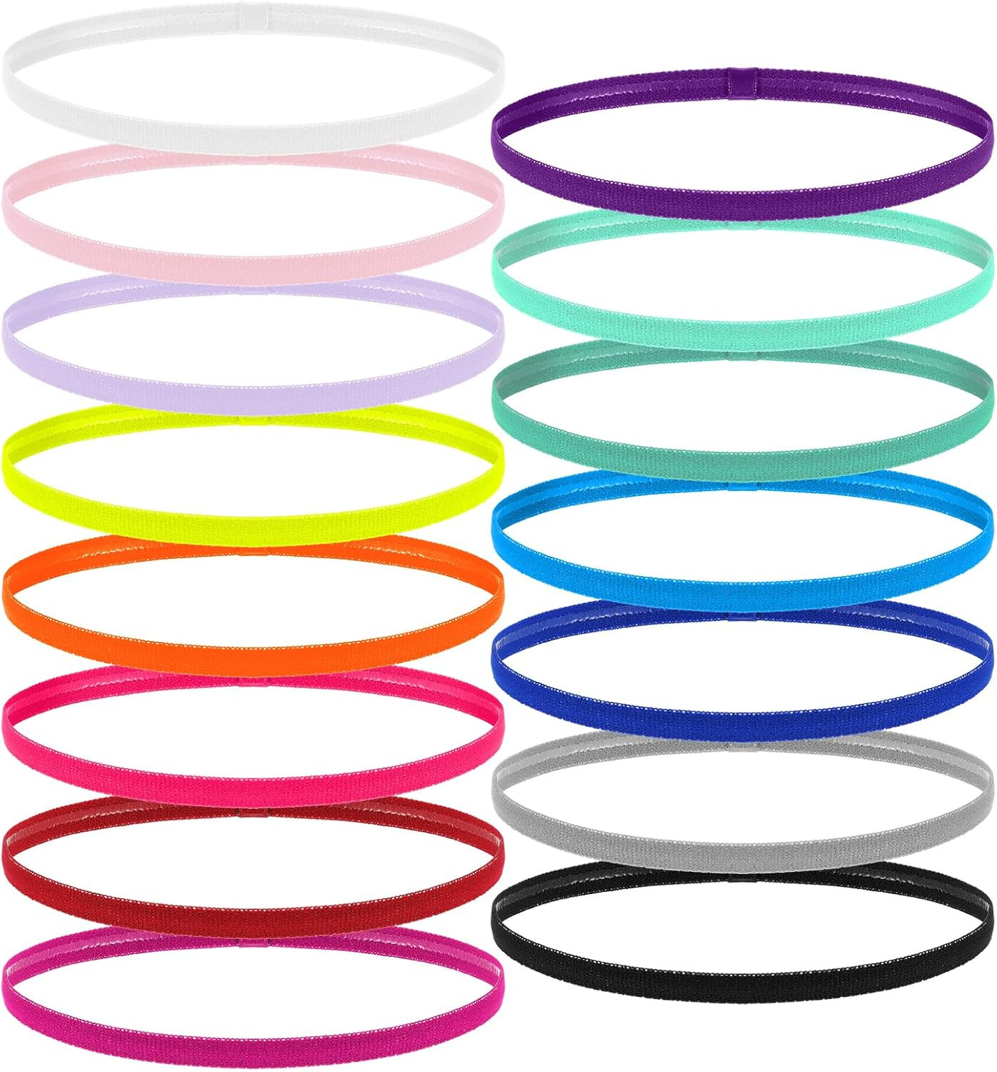 15Pcs Thin Elastic Headbands for Women Non Slip Skinny Headband Colored Sport…