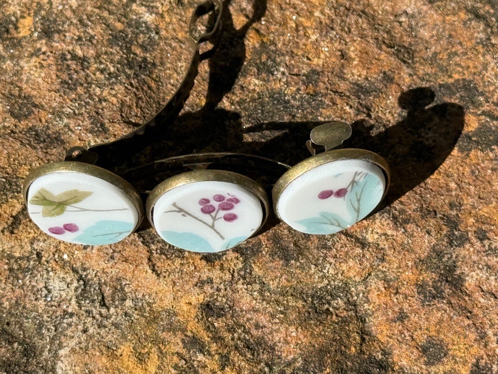 Hair Clip/French Barrette from vintage bone fine china broken plate girl, woman