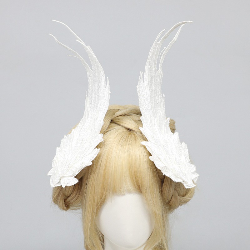 Halloween Black White Lace Angel Wing Hair Clips Cosplay Costume Hair Accessory