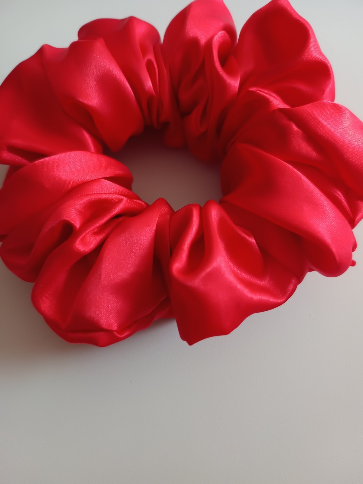 Extra Large Hair Scrunchies Silk/Satin Plain Red Colour Handmade Hair Scrunchies