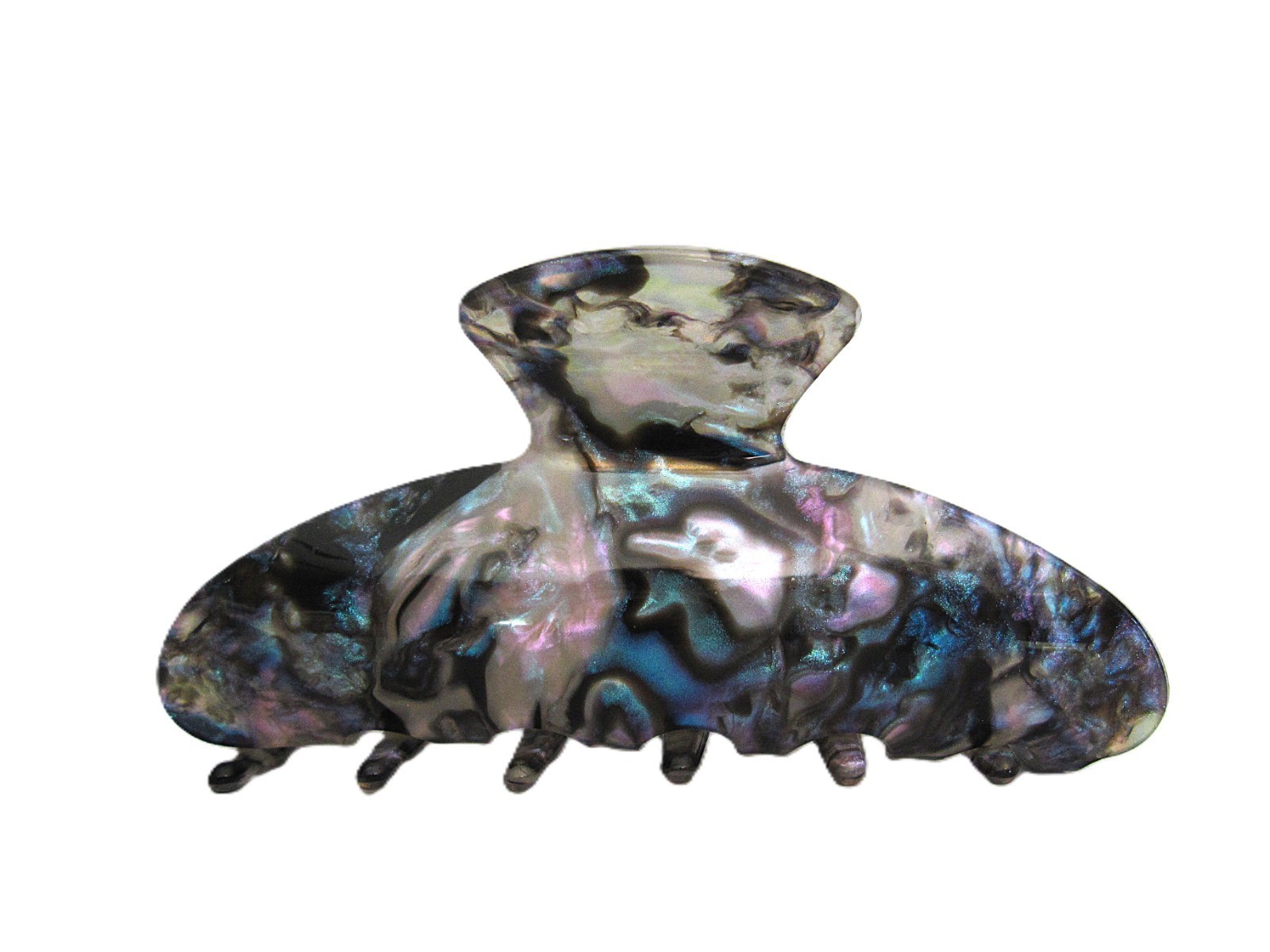 Long blue purple glitter abalone sea shell effect hair claw clamp clip
