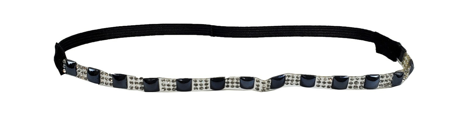 Rhinestones Thin Headband Headwrap w/ Beads Elastic Hairband