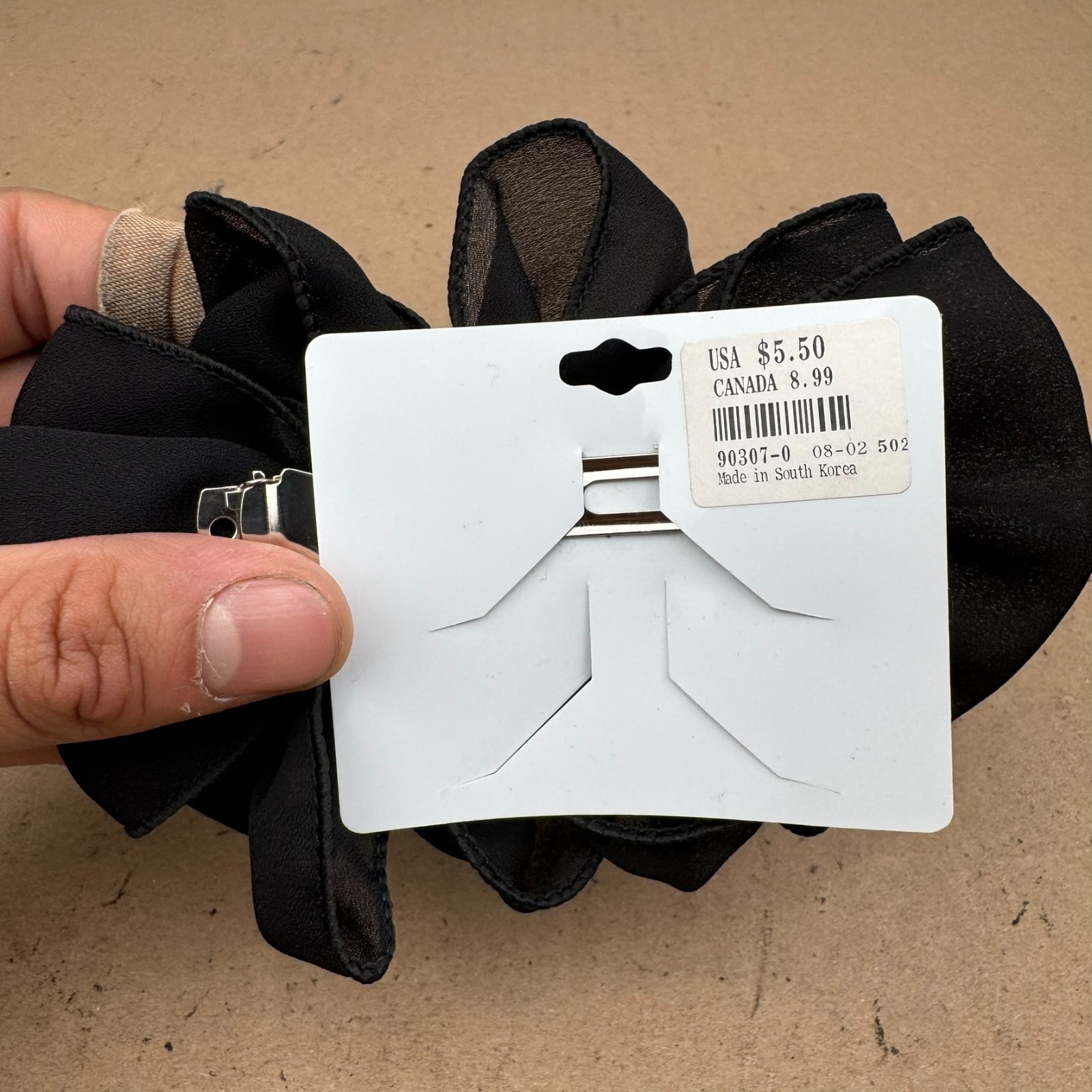 Claire’s Black Chiffon Ruffle Oversized Bow Hair Clip Barrette Y2K