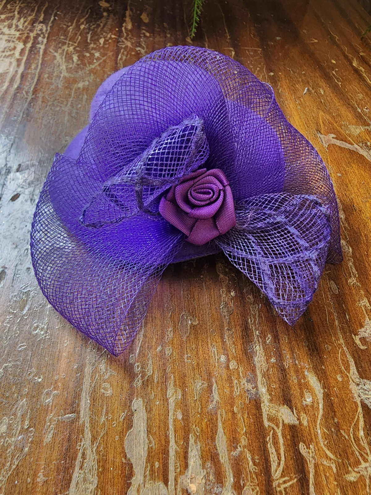Small Purple Hat with Flower Decorative Hair Clip