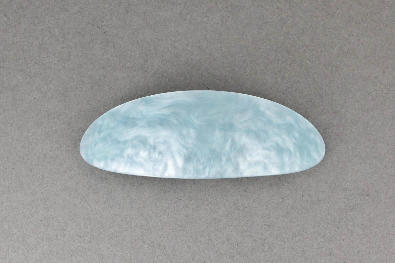 Blue marbled oval plastic curved barrette hair clip 3 7/8″ long 1 1/16″ wide