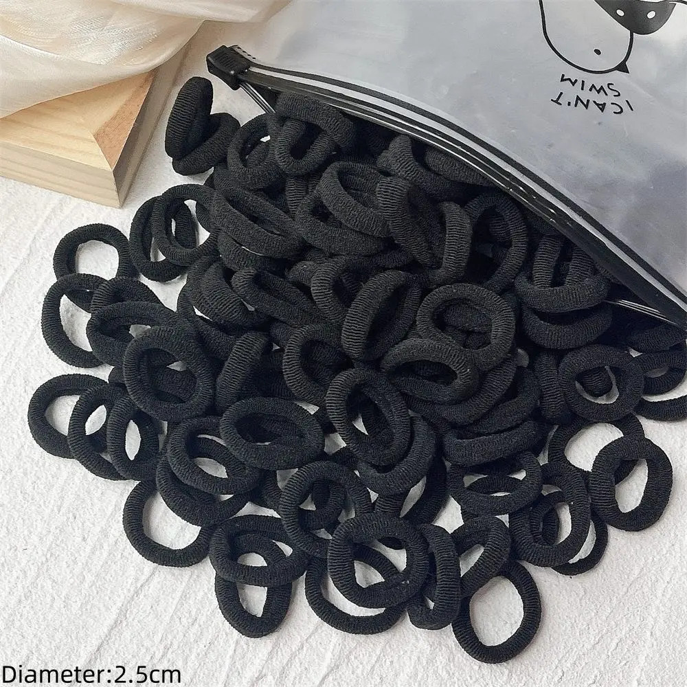 50Pcs Black Elastic Hair Band Leagues Ties Colets Scrunchies Springs Gum Accesso