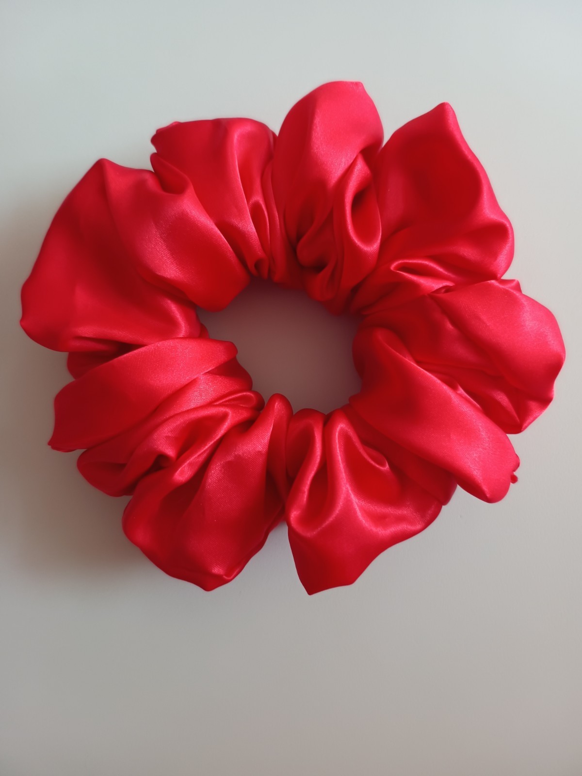 Extra Large Hair Scrunchies Silk/Satin Plain Red Colour Handmade Hair Scrunchies