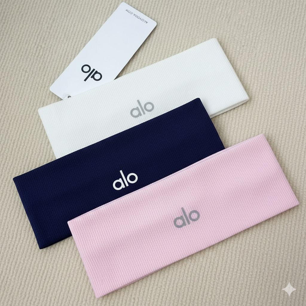 3 Pack Unisex Yoga Headbands Soft Stretchy White – Pink – Navy Hair Bands