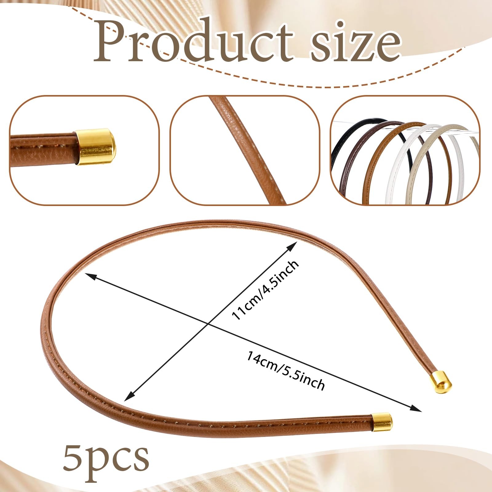 5 Pcs Thin Leather Headbands for , Trendy Comfortable No Headache Headband No…