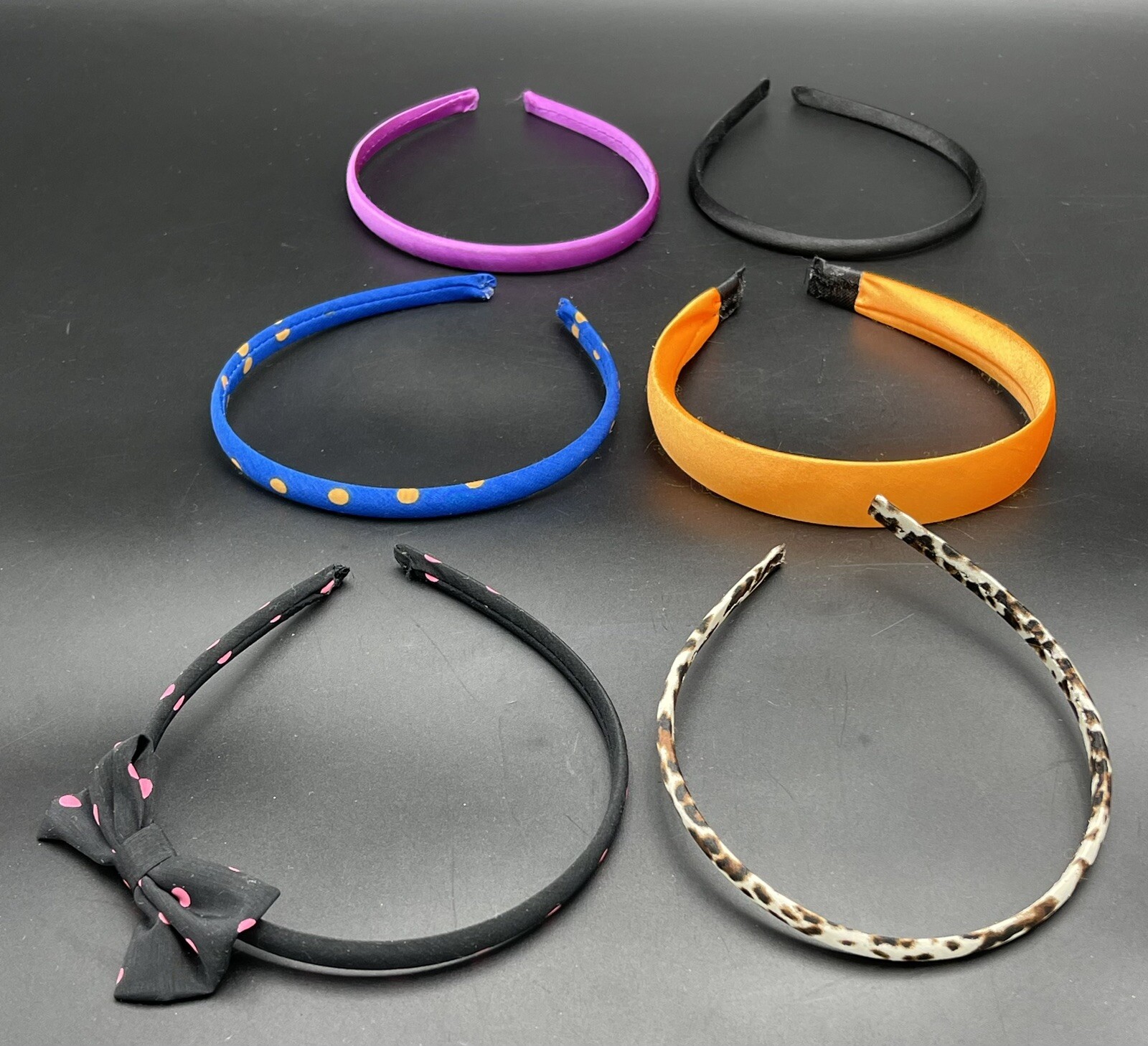 6 Satin Wrapped Headbands, Variety Colors and Sizes Girl Headbands