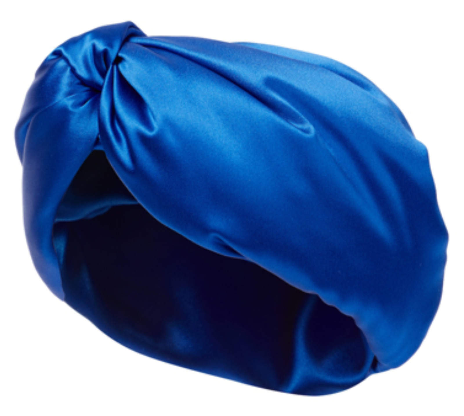 NWT Saint Laurent YSL Blue Sapphire Silk Satin Twisted Knot Turban Headband $890