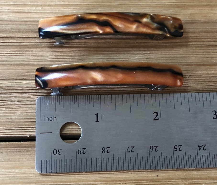 Vintage Hair Barrettes Faux Tortoise Shell Swirl Design Made in Taiwan Lot of 3
