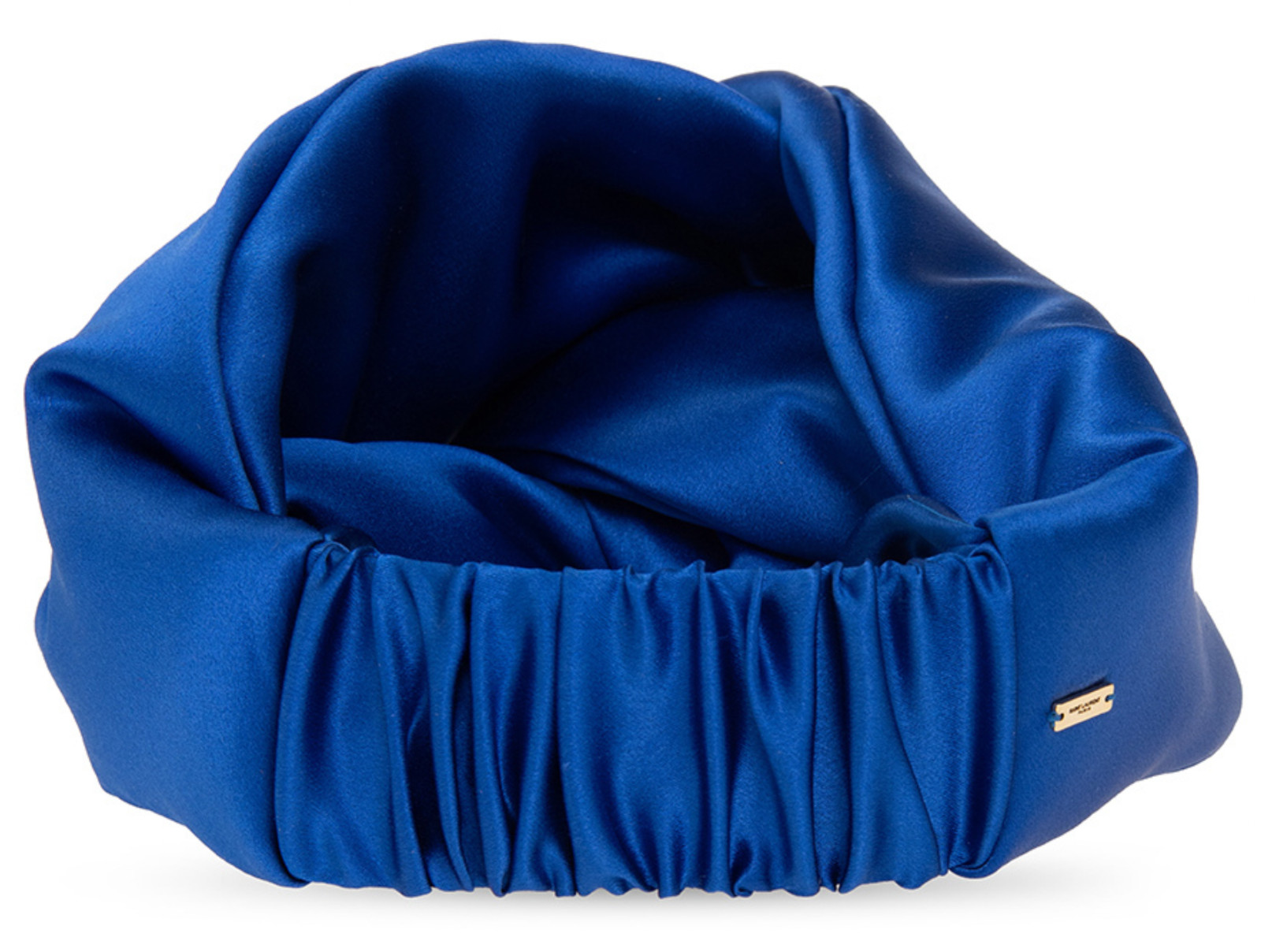 NWT Saint Laurent YSL Blue Sapphire Silk Satin Twisted Knot Turban Headband $890