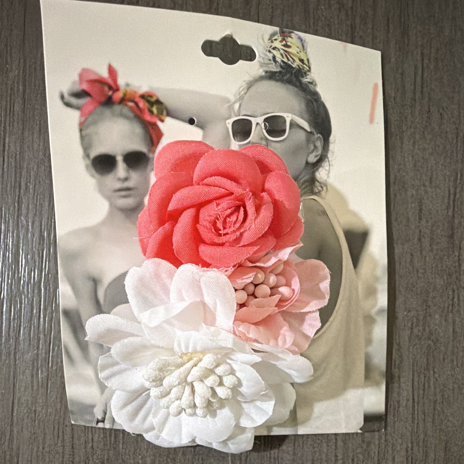 Riviera Pink/White Floral Fabric Flower Hair Clip for Women MPN 3400504-999