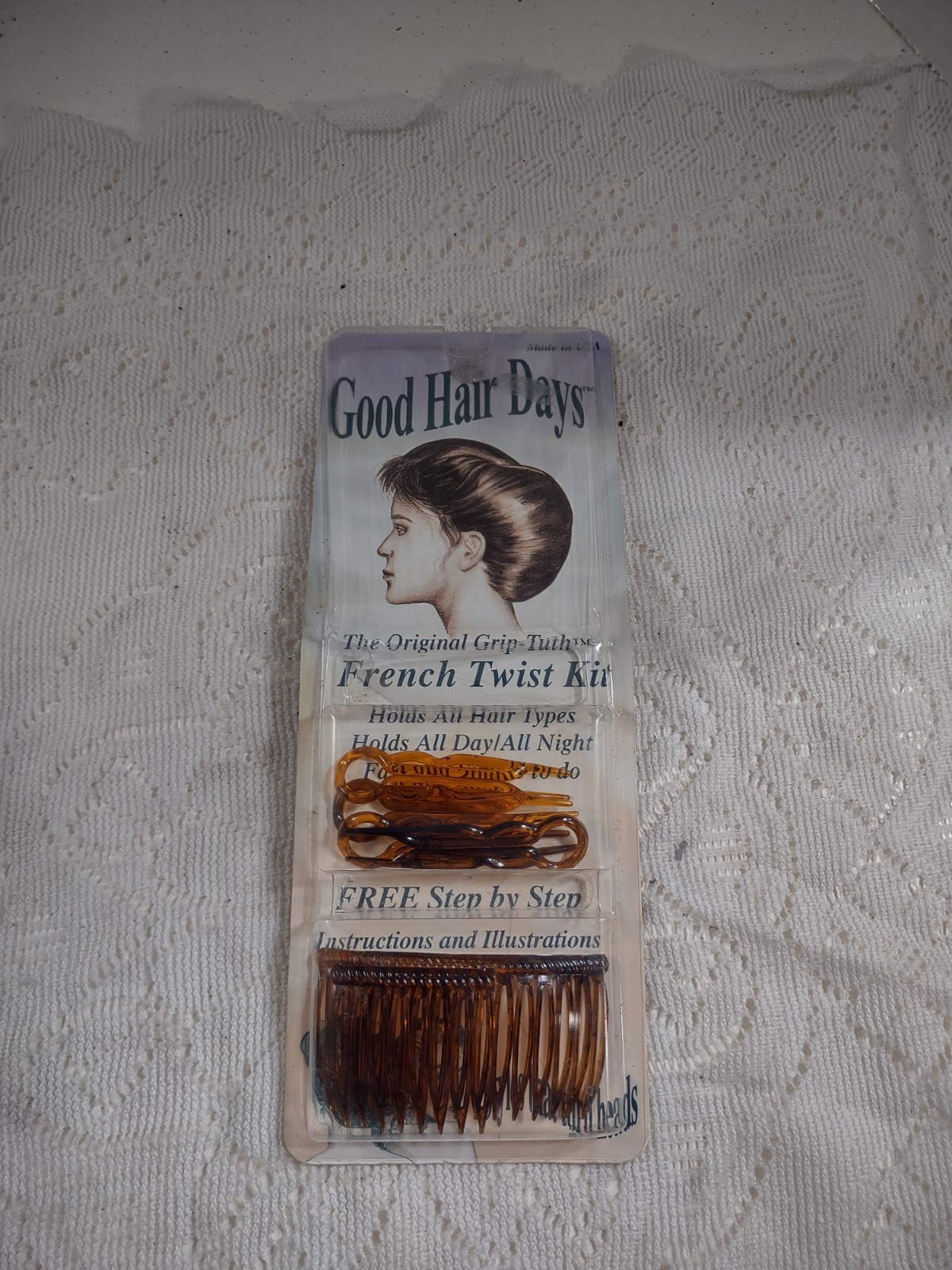 Good Hair Days Grip Teeth French Twist Kit Instructions New Old Stock Combs VTG