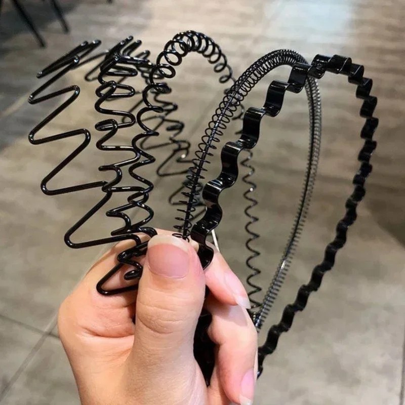 6Pcs Metal Hair Headband Wave Style Hoop Band Comb Sports Hairband Men Women US