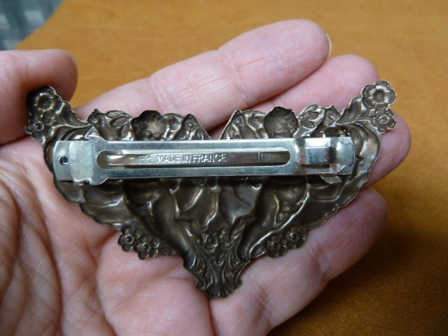 (CB-ANG-2) CHERUBS angels brass BARRETTE Barrettes French holds hair accessory