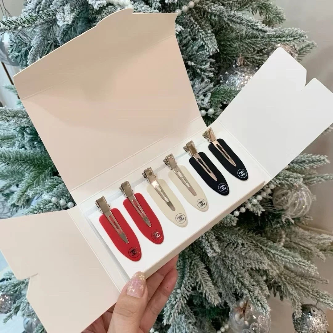 Chanel Beaute Hair Pins/Clips Black/White/Red 6pc Boxed Set Limited Edition