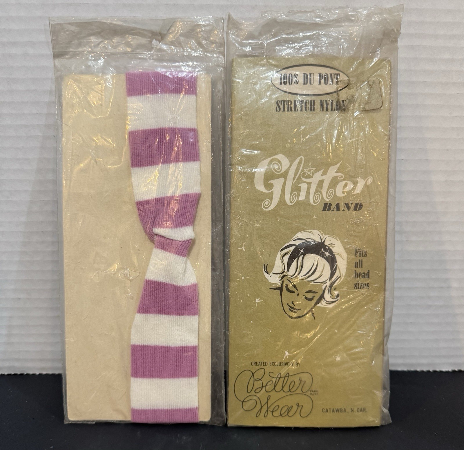 Vintage Set Of 2 Soft Stretch Nylon Headbands NOS Goody Better Wear