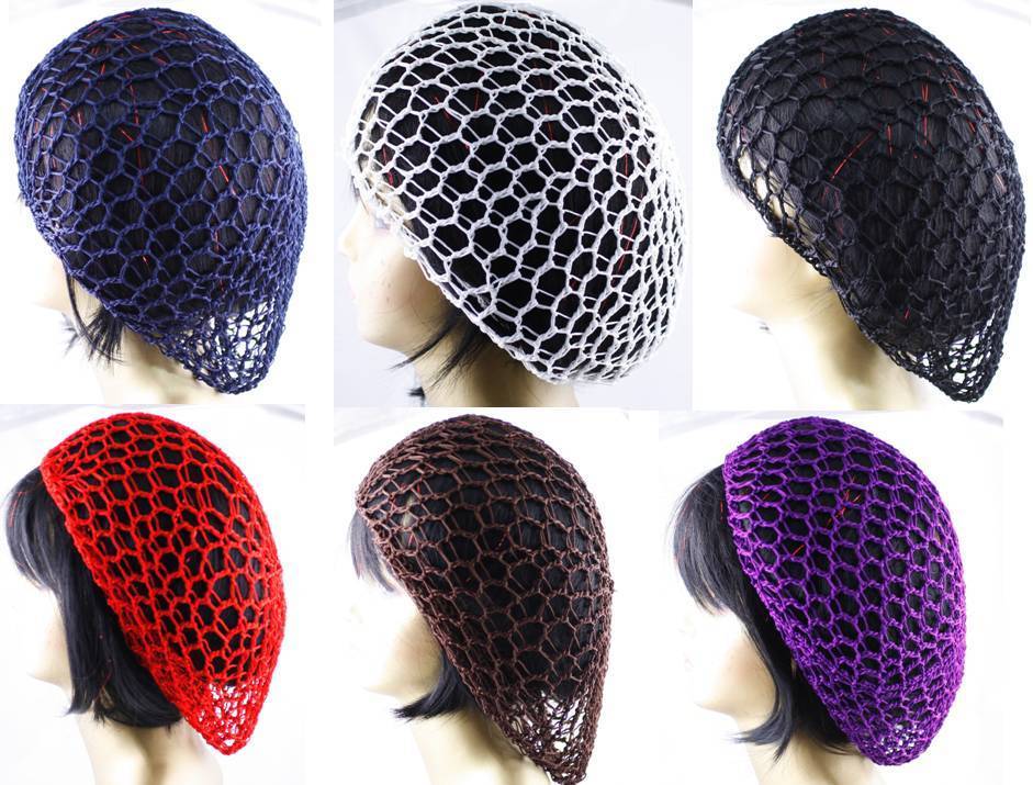 Thick Hair Net French Mesh Fish Net Hairnet & Snood One Size Black Purple