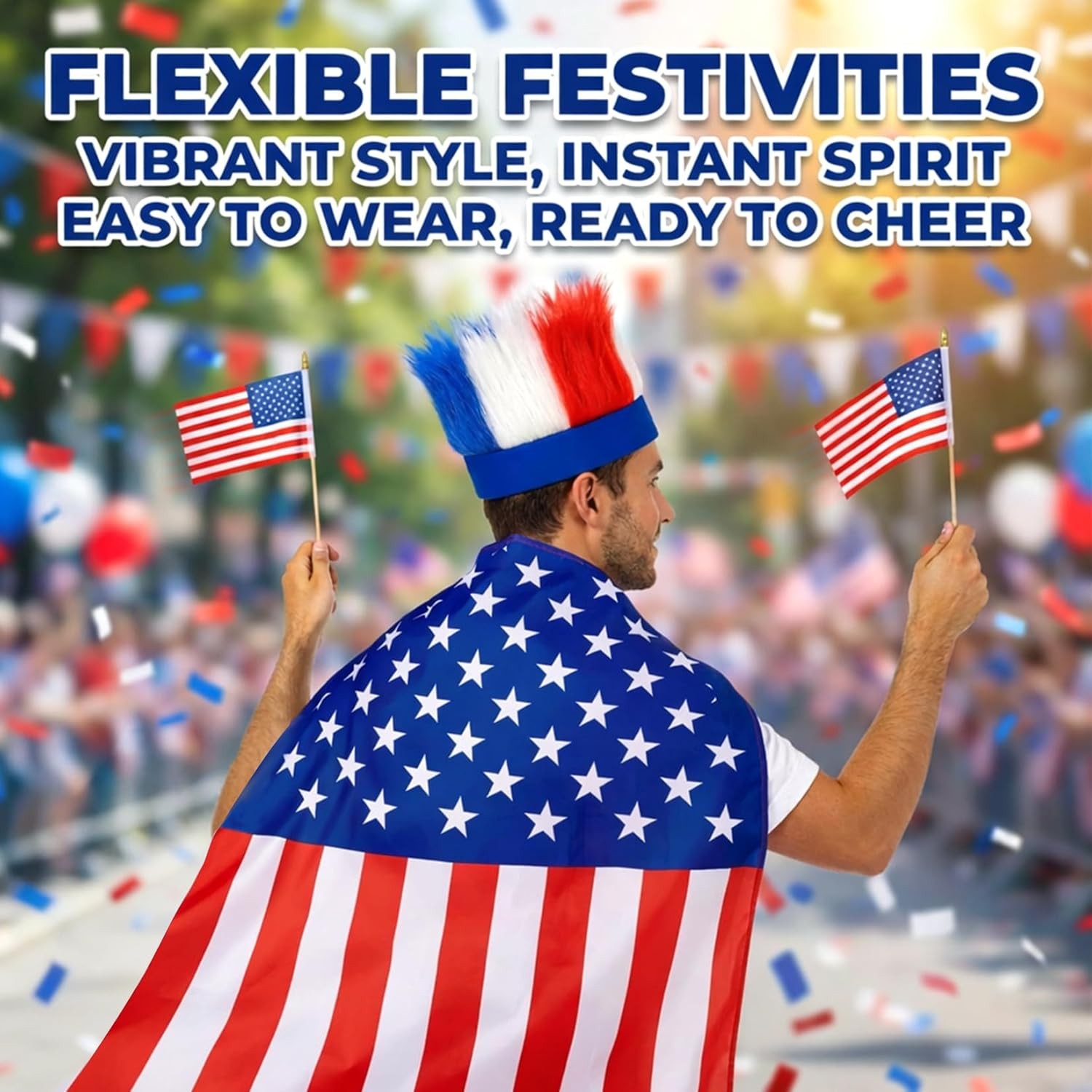 Headband Wig 4Th of July Accessories USA Fourth of July Hairy Costume Flag Set