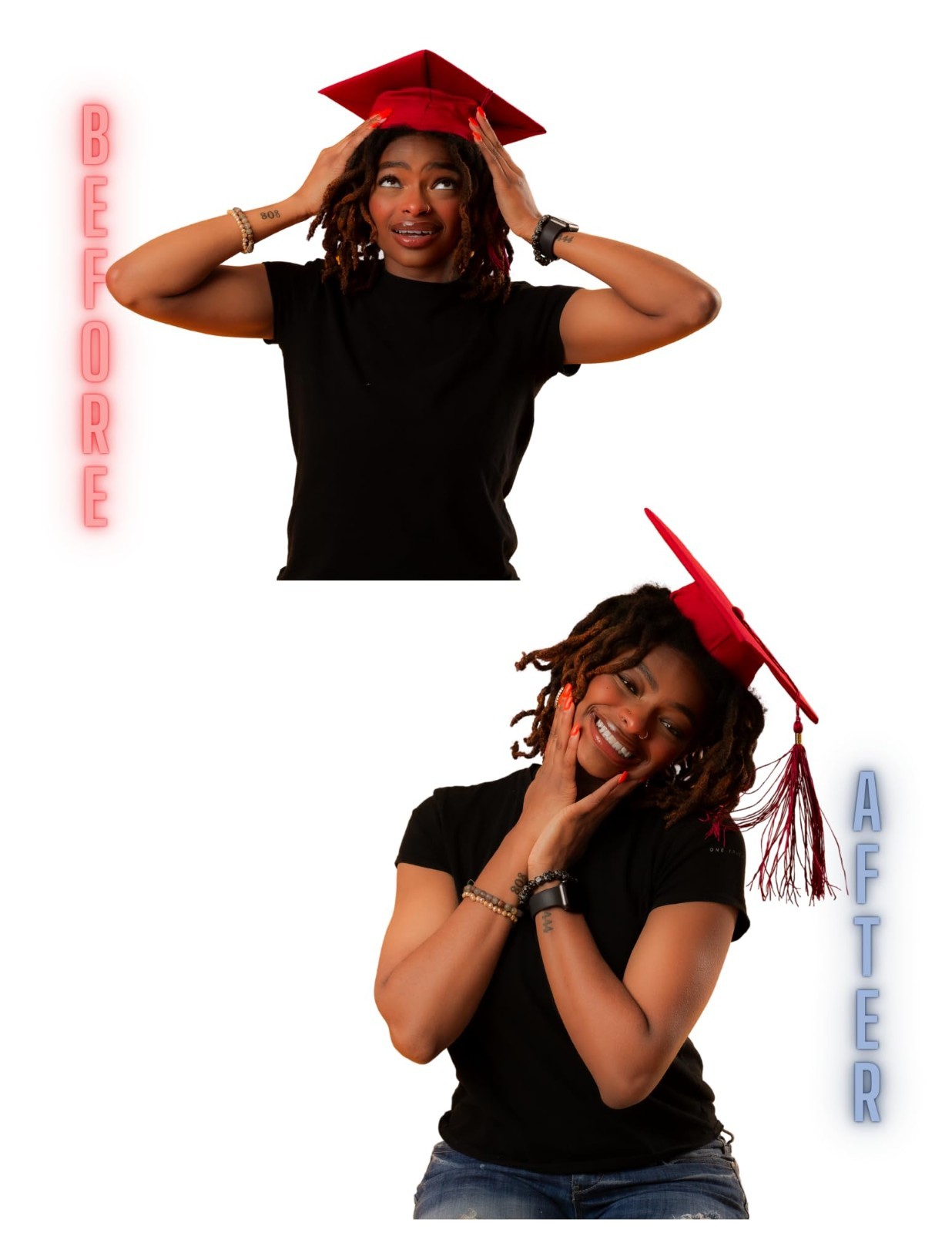 Graduation Cap Headband – Secure Your Cap & Keep Natural Hair – Black/Clear