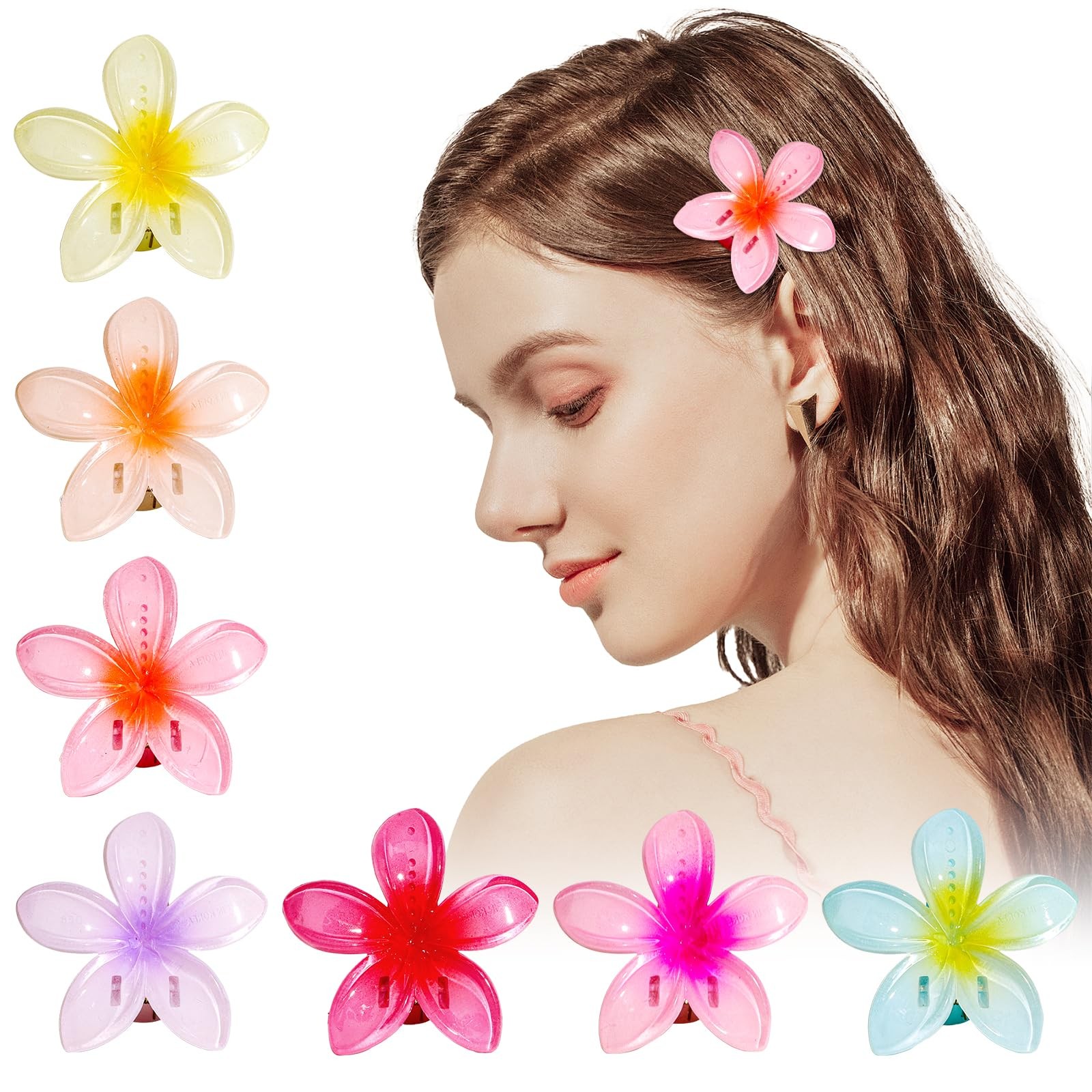 ANBALA Plumeria Hair Accessories – 7Pcs 1 Count (Pack of 7), Multicolor