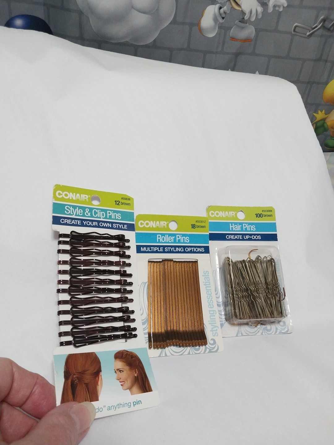 1 Pack of 12 Conair Style & Clip Hair Pins Brown 1 Roller Pins 18 & 1 hair 100