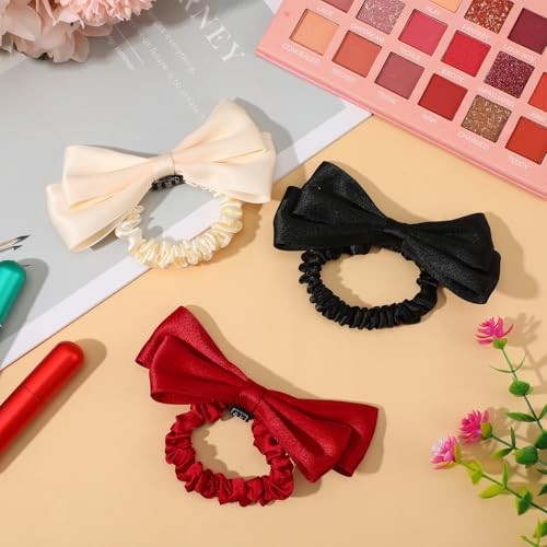 Mabor 6PCS Bow Scrunchies for Women – Cute Hair Ties Silk-Like Polyester