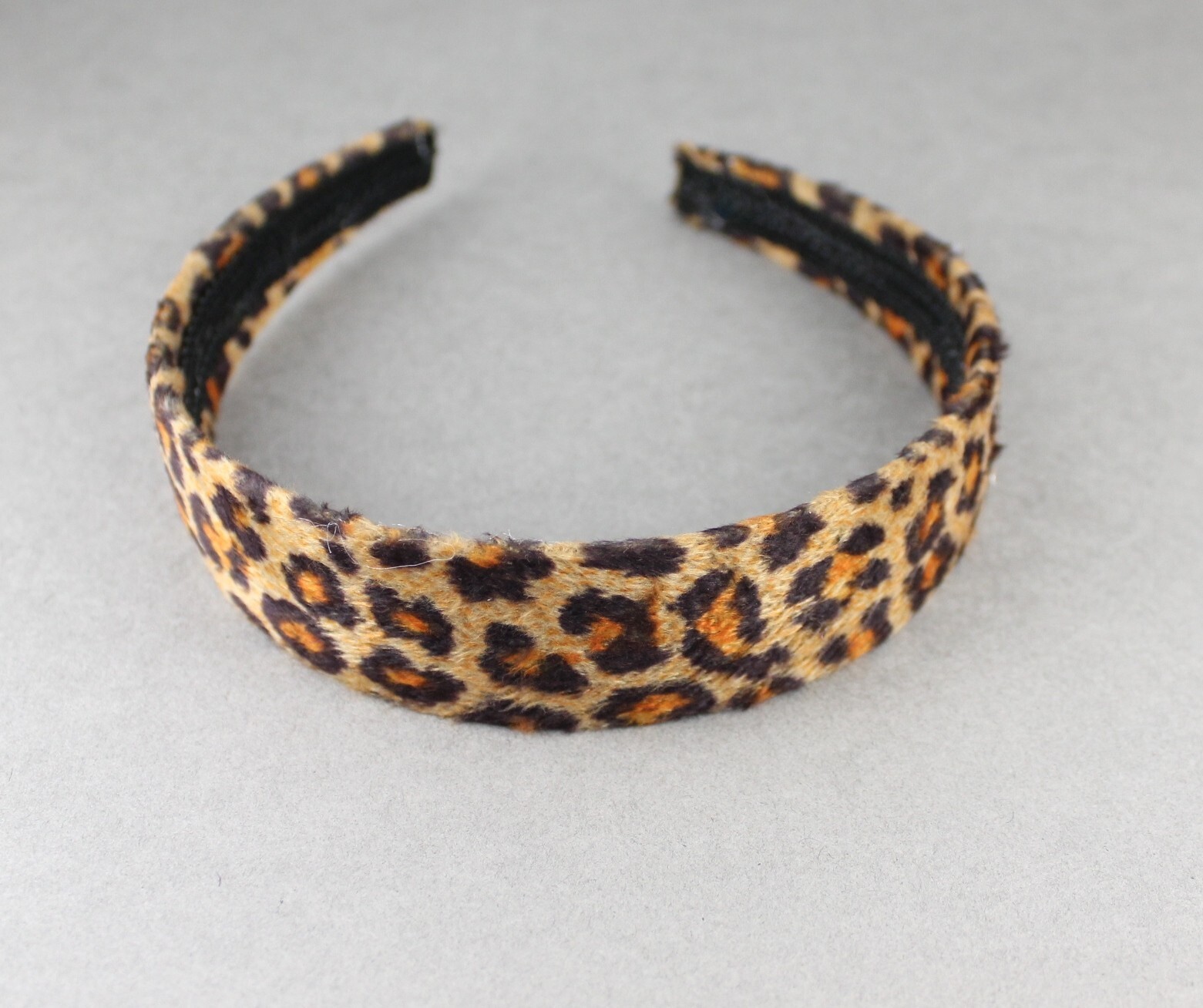 Brown Black cheetah faux fur animal print headband hair band 1 1/8″ wide leopard